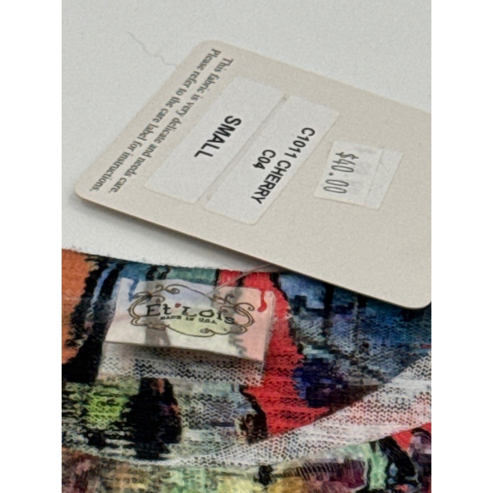 Et'Lois Womens Multi Color Collage Print Swing Tank Top C1011 CHERRY Made in USA - Picture 6 of 9
